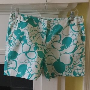 Ann Taylor Pique Floral Shorts Y2K Teal White - Sz 4